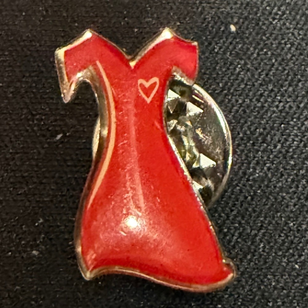 Enamel Pin Women OS Red Dress Heart‎ Lapel Pin Silver Tone Accessory
